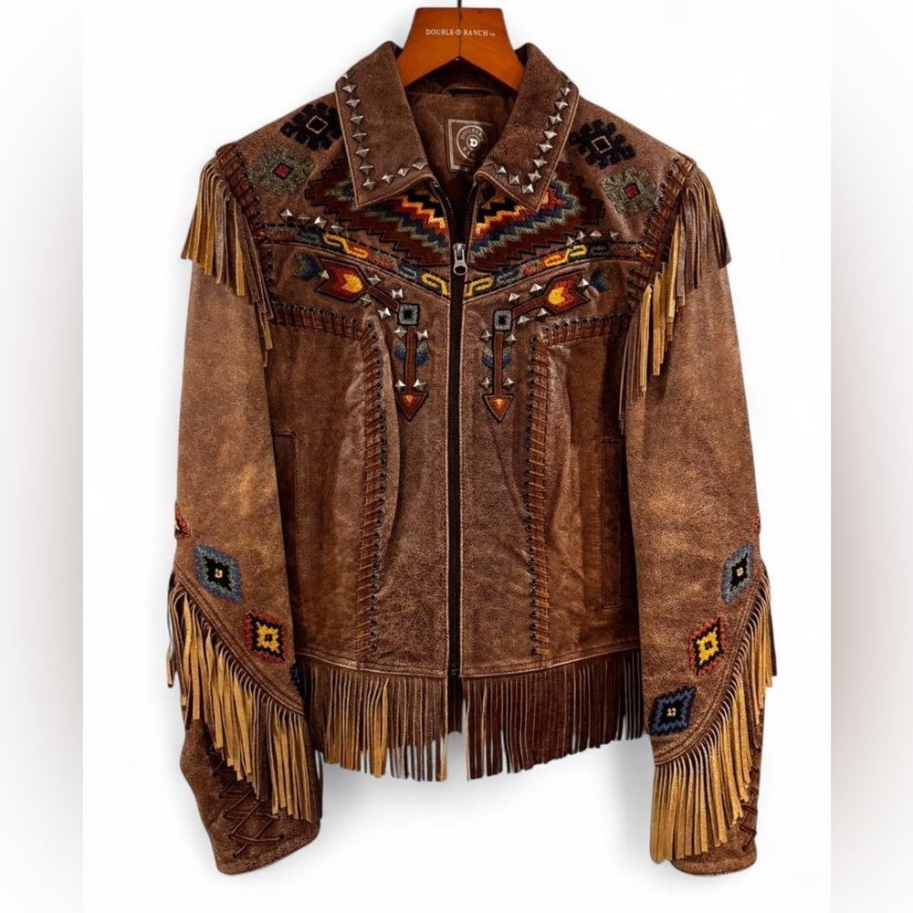 Double D Ranch Fringe Jacket with Embroidery and studs Medium - Picture 2 of 8